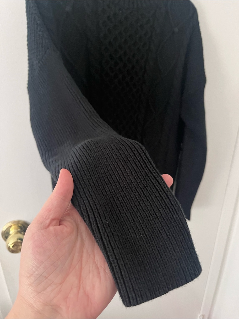J. Crew Swingy Cable Knit Mockneck Sweater Black Chunky Size Small - Picture 7 of 13